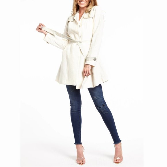 Aratta Jordan B Coat NWT • Large • Lace Long Sleeve Belt Pockets White Fall - Picture 2 of 7